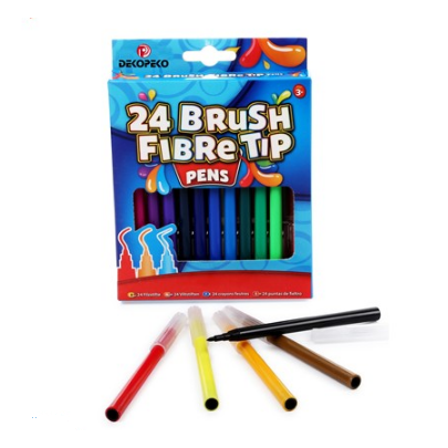 24 pack water color pen with brush fibre tip